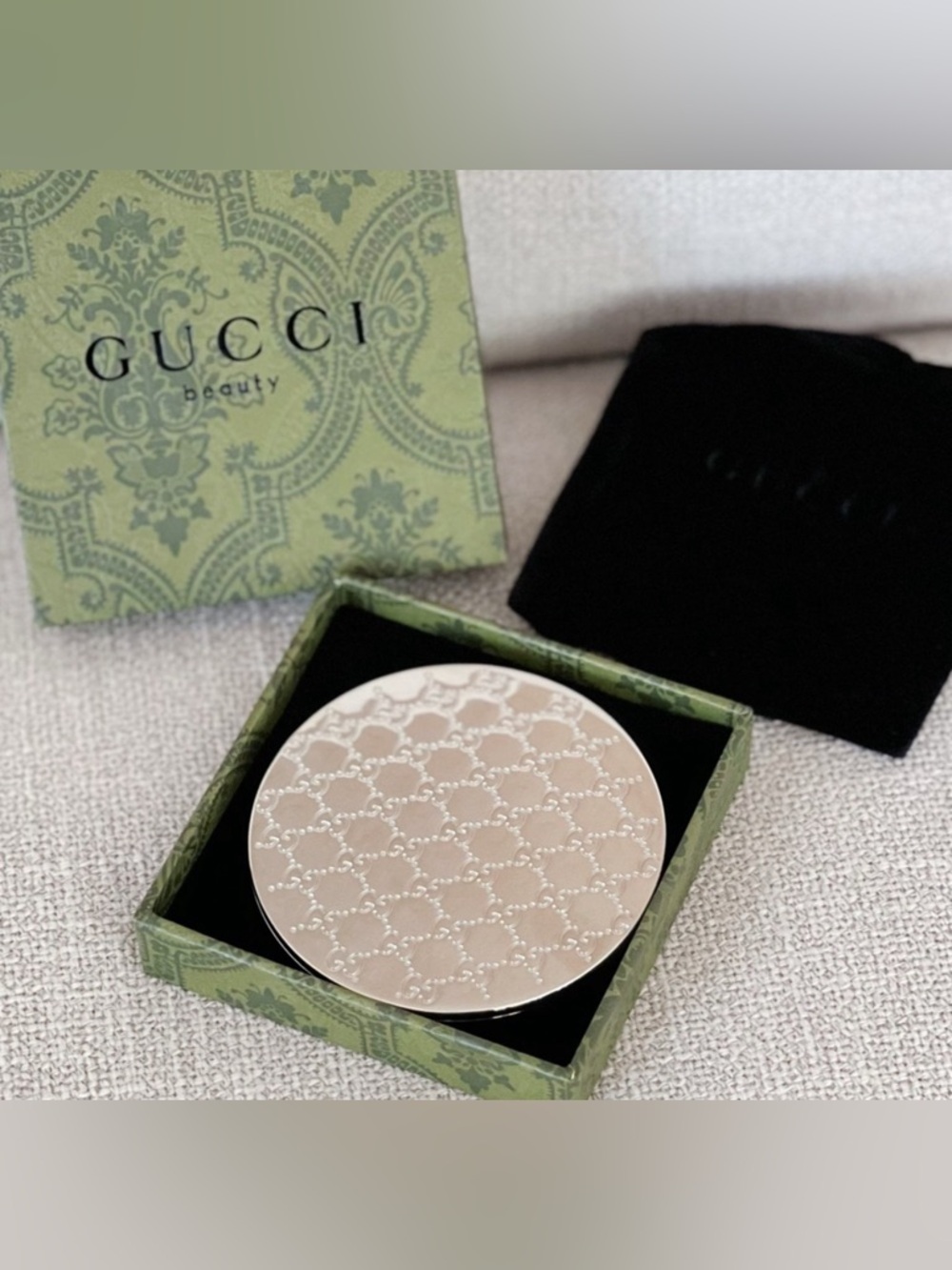 Gucci Beauty Silver Metal Monogram Compact Mirror